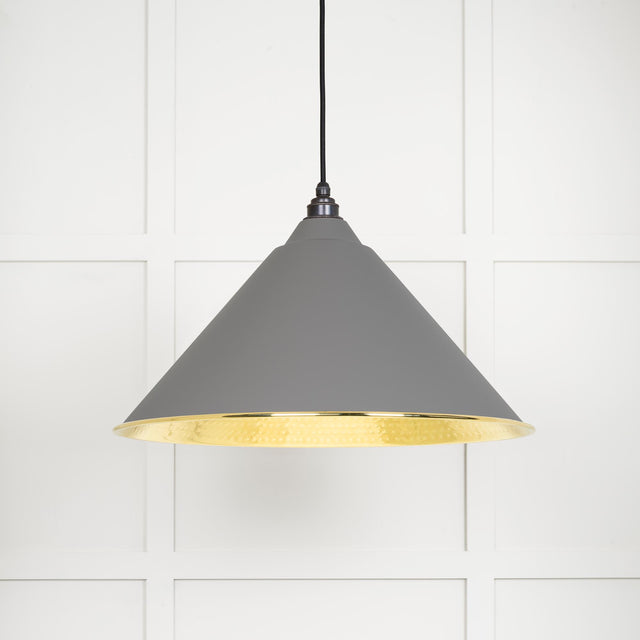 From The Anvil - Hammered Brass Hockley Pendant in Bluff | Sku. 49523BL | Trade Door Handles.