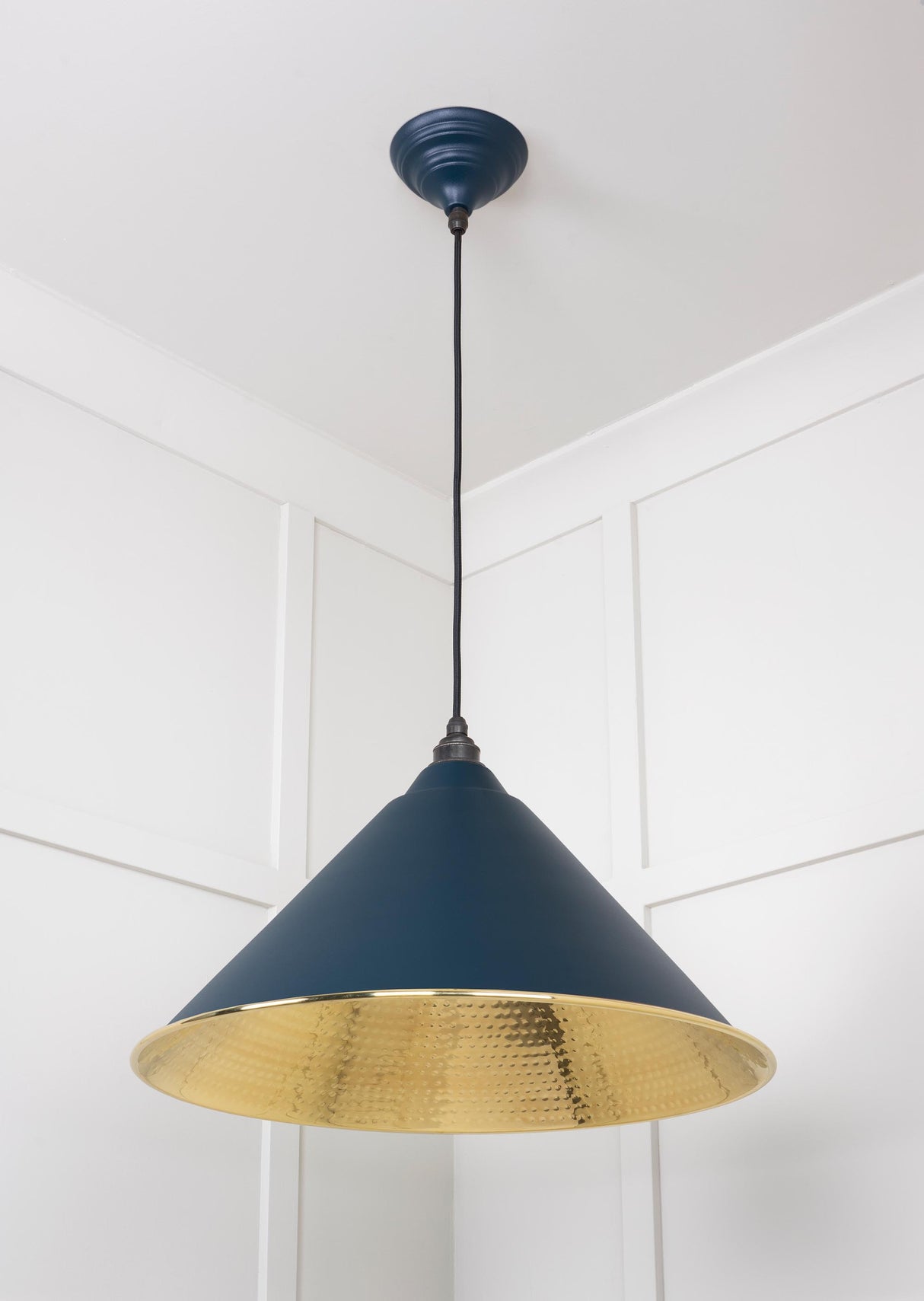 From The Anvil - Hammered Brass Hockley Pendant in Dusk | Sku. 49523DU | Trade Door Handles.