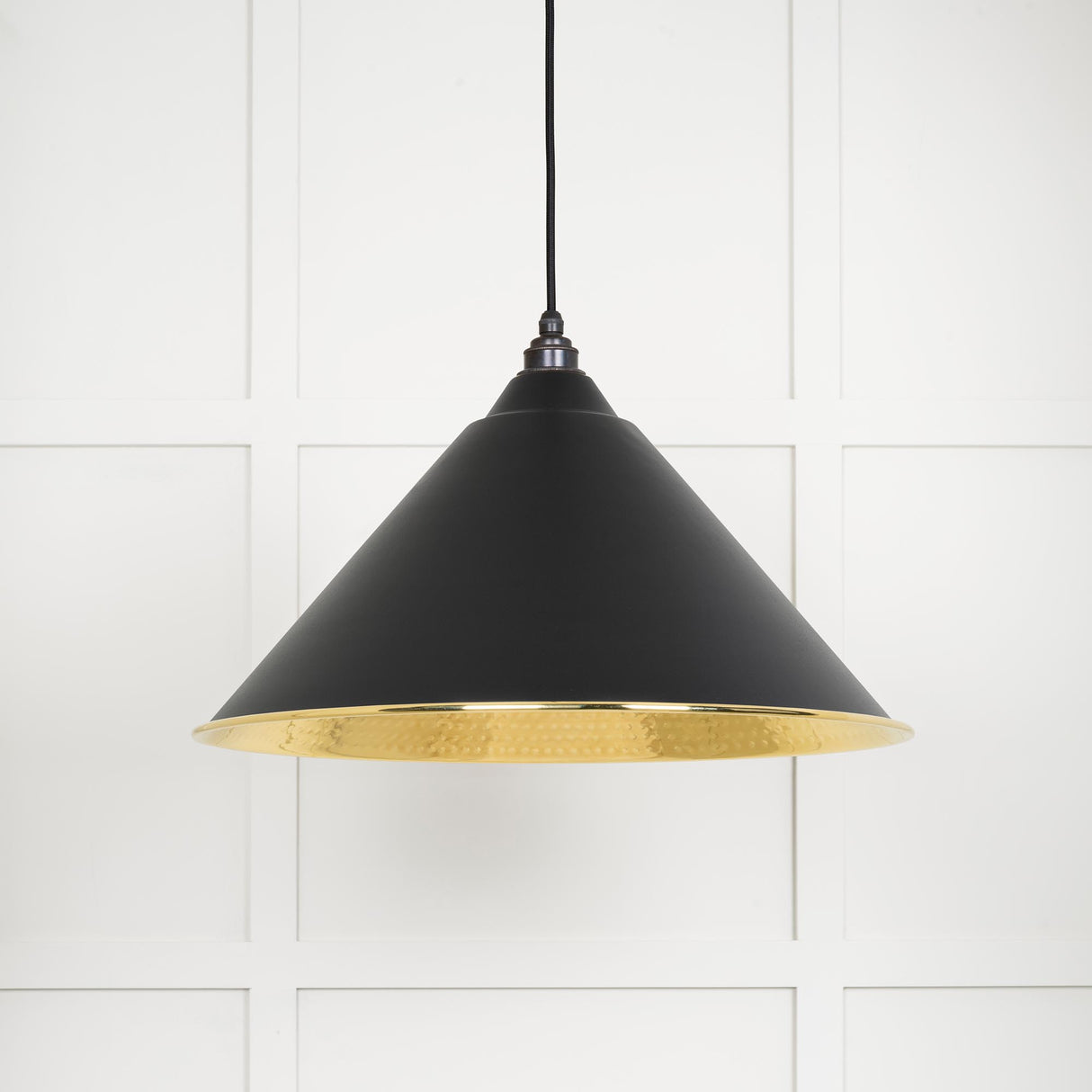 From The Anvil - Hammered Brass Hockley Pendant in Elan Black | Sku. 49523EB | Trade Door Handles.