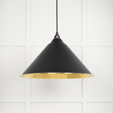 From The Anvil - Hammered Brass Hockley Pendant in Elan Black | Sku. 49523EB | Trade Door Handles.