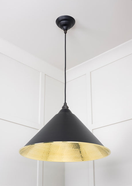 From The Anvil - Hammered Brass Hockley Pendant in Elan Black | Sku. 49523EB | Trade Door Handles.