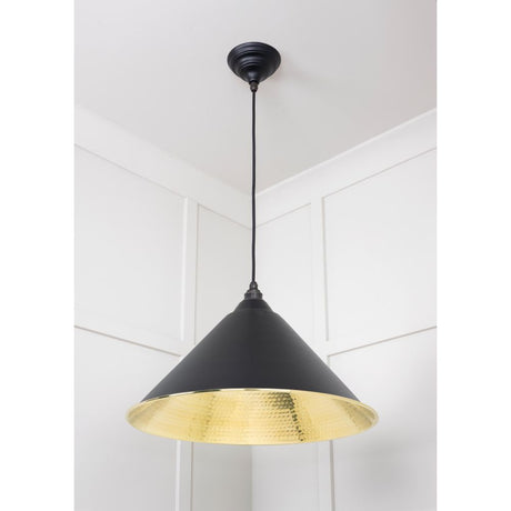 From The Anvil - Hammered Brass Hockley Pendant in Elan Black | Sku. 49523EB | Trade Door Handles.