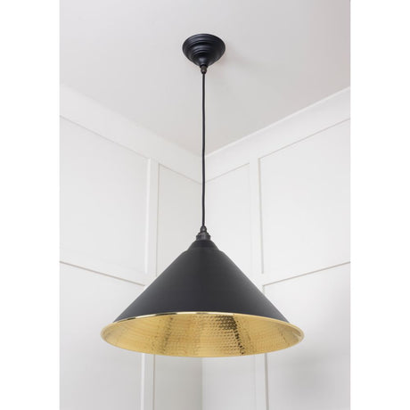 From The Anvil - Hammered Brass Hockley Pendant in Elan Black | Sku. 49523EB | Trade Door Handles.