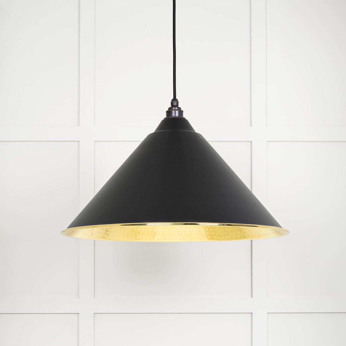 From The Anvil - Hammered Brass Hockley Pendant in Elan Black | Sku. 49523EB | Trade Door Handles.