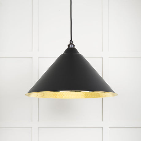 From The Anvil - Hammered Brass Hockley Pendant in Elan Black | Sku. 49523EB | Trade Door Handles.