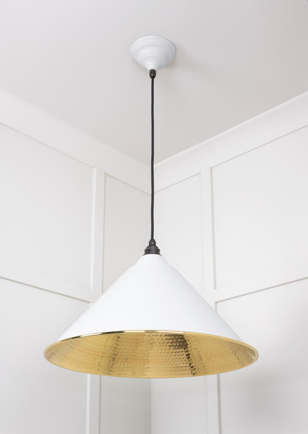 From The Anvil - Hammered Brass Hockley Pendant in Flock | Sku. 49523F | Trade Door Handles.