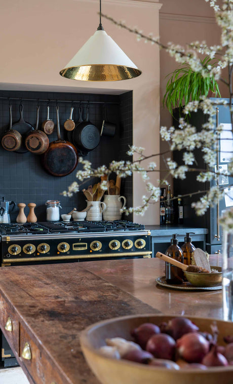 From The Anvil - Hammered Brass Hockley Pendant in Flock | Sku. 49523F | Trade Door Handles.