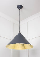 From The Anvil - Hammered Brass Hockley Pendant in Slate | Sku. 49523SL | Trade Door Handles.