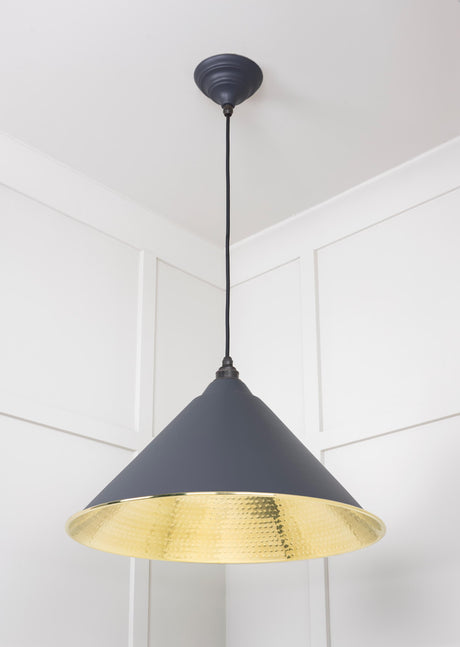 From The Anvil - Hammered Brass Hockley Pendant in Slate | Sku. 49523SL | Trade Door Handles.