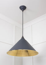 From The Anvil - Hammered Brass Hockley Pendant in Slate | Sku. 49523SL | Trade Door Handles.