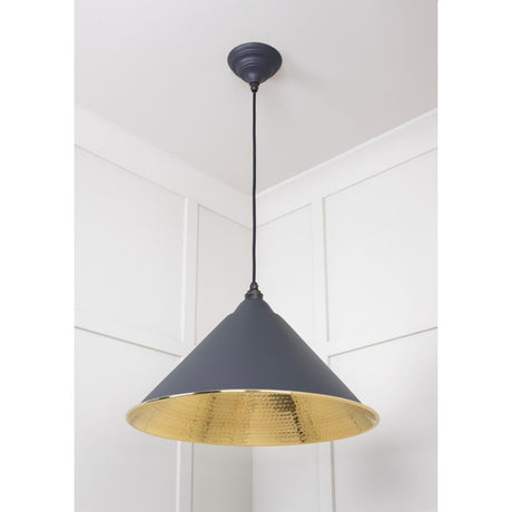 From The Anvil - Hammered Brass Hockley Pendant in Slate | Sku. 49523SL | Trade Door Handles.