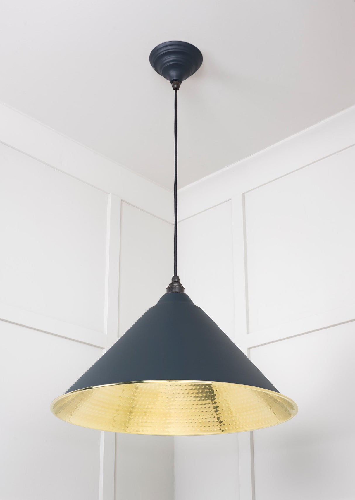 From The Anvil - Hammered Brass Hockley Pendant in Soot | Sku. 49523SO | Trade Door Handles.