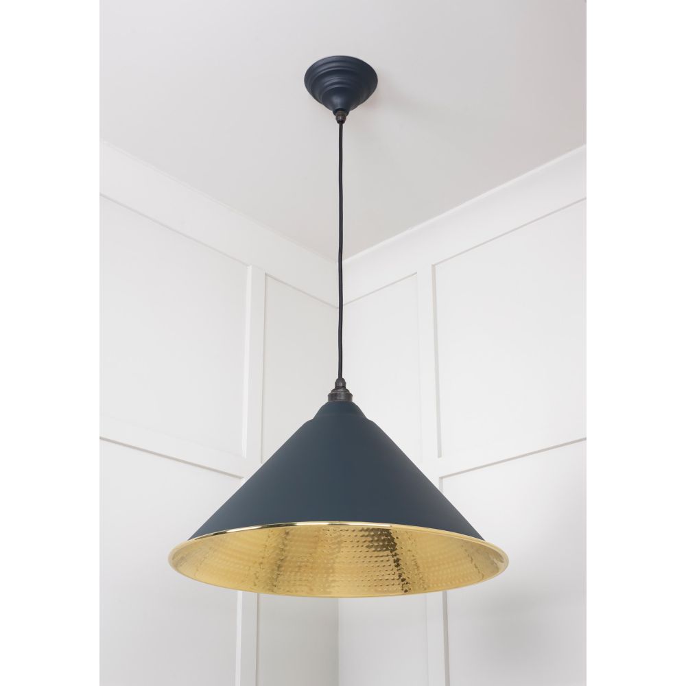 From The Anvil - Hammered Brass Hockley Pendant in Soot | Sku. 49523SO | Trade Door Handles.