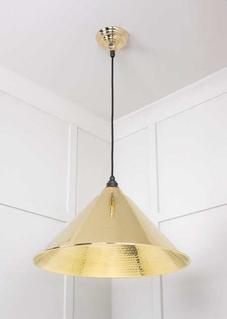 From The Anvil - Hammered Brass Hockley Pendant | Sku. 49523 | Trade Door Handles.