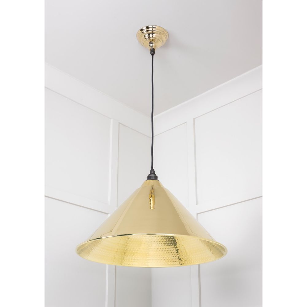 From The Anvil - Hammered Brass Hockley Pendant | Sku. 49523 | Trade Door Handles.