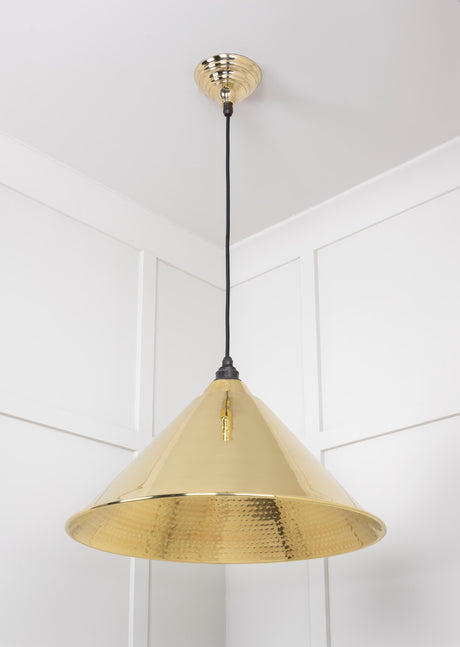 From The Anvil - Hammered Brass Hockley Pendant | Sku. 49523 | Trade Door Handles.