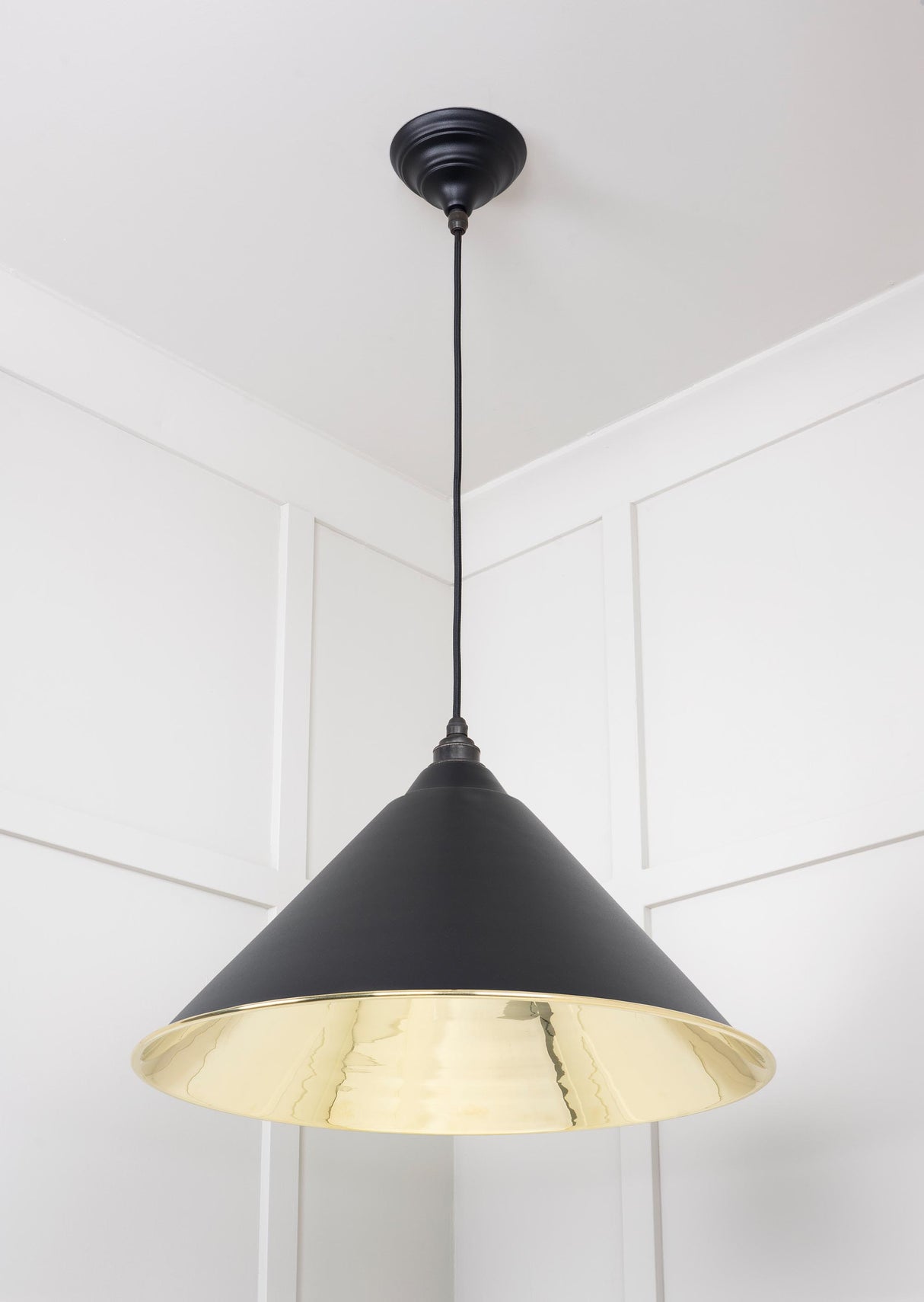 From The Anvil - Smooth Brass Hockley Pendant in Elan Black | Sku. 49524EB | Trade Door Handles.
