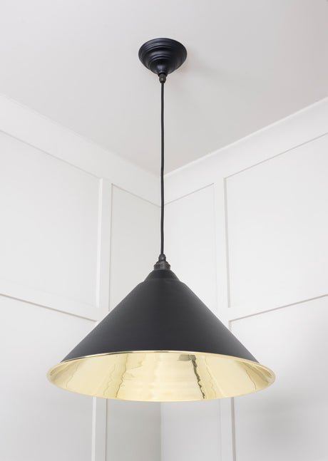 From The Anvil - Smooth Brass Hockley Pendant in Elan Black | Sku. 49524EB | Trade Door Handles.