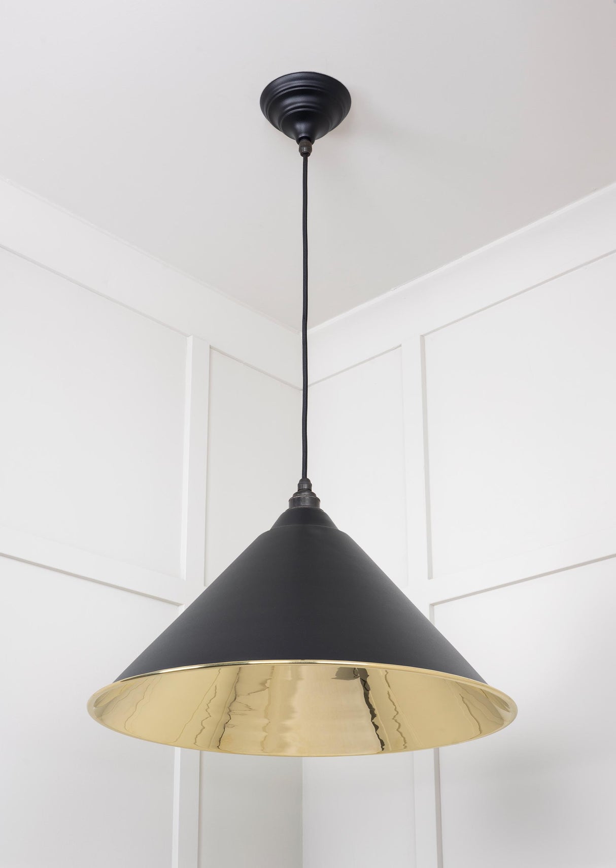 From The Anvil - Smooth Brass Hockley Pendant in Elan Black | Sku. 49524EB | Trade Door Handles.