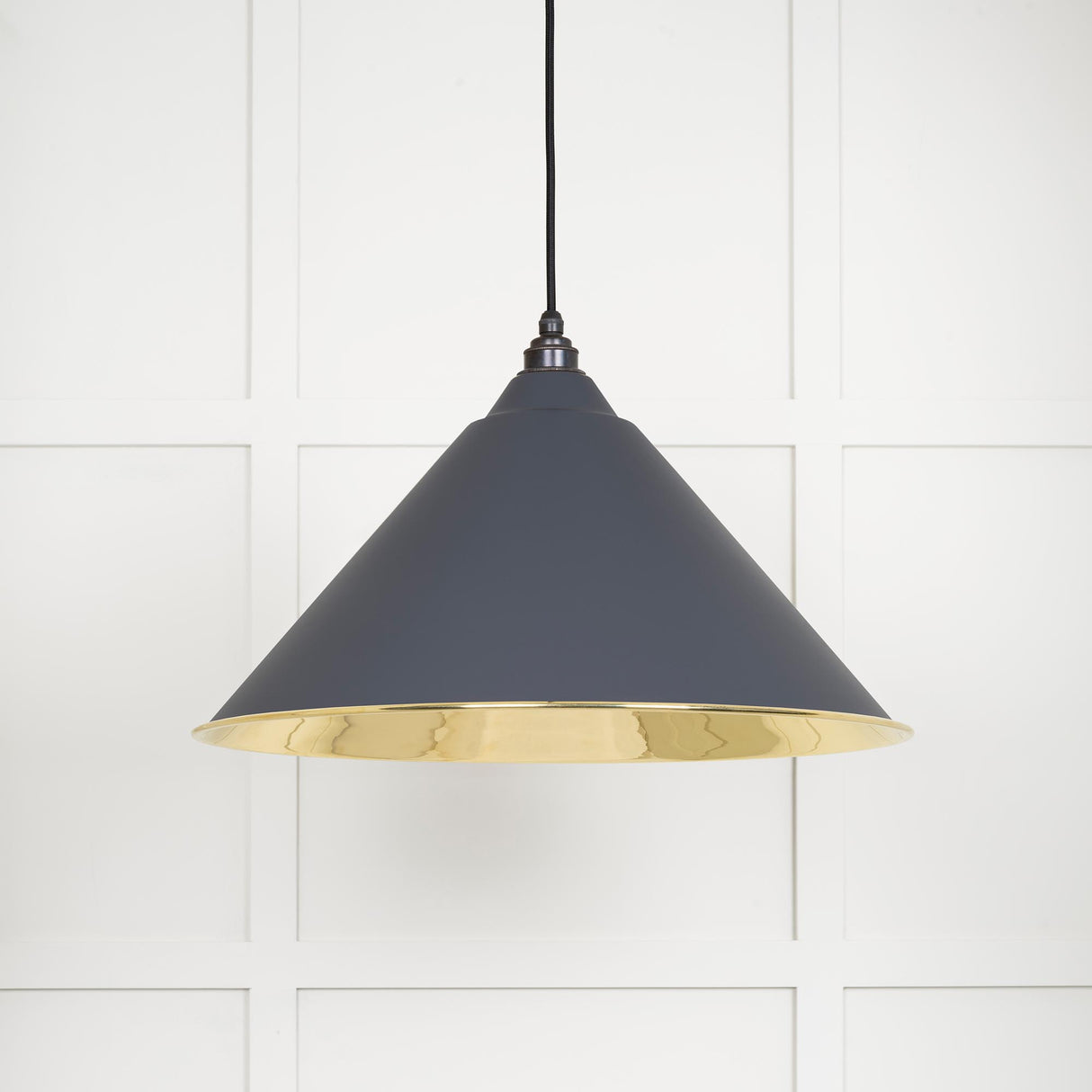From The Anvil - Smooth Brass Hockley Pendant in Slate | Sku. 49524SL | Trade Door Handles.
