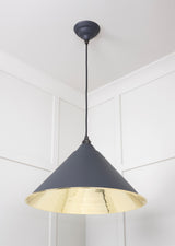 From The Anvil - Smooth Brass Hockley Pendant in Slate | Sku. 49524SL | Trade Door Handles.