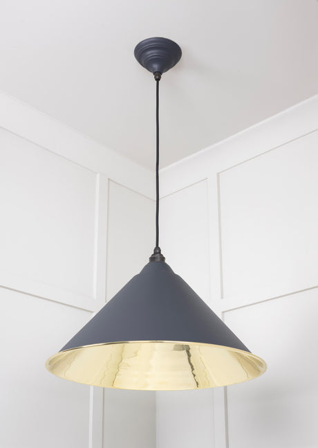 From The Anvil - Smooth Brass Hockley Pendant in Slate | Sku. 49524SL | Trade Door Handles.