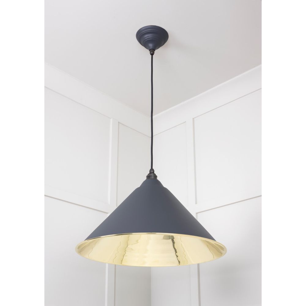 From The Anvil - Smooth Brass Hockley Pendant in Slate | Sku. 49524SL | Trade Door Handles.