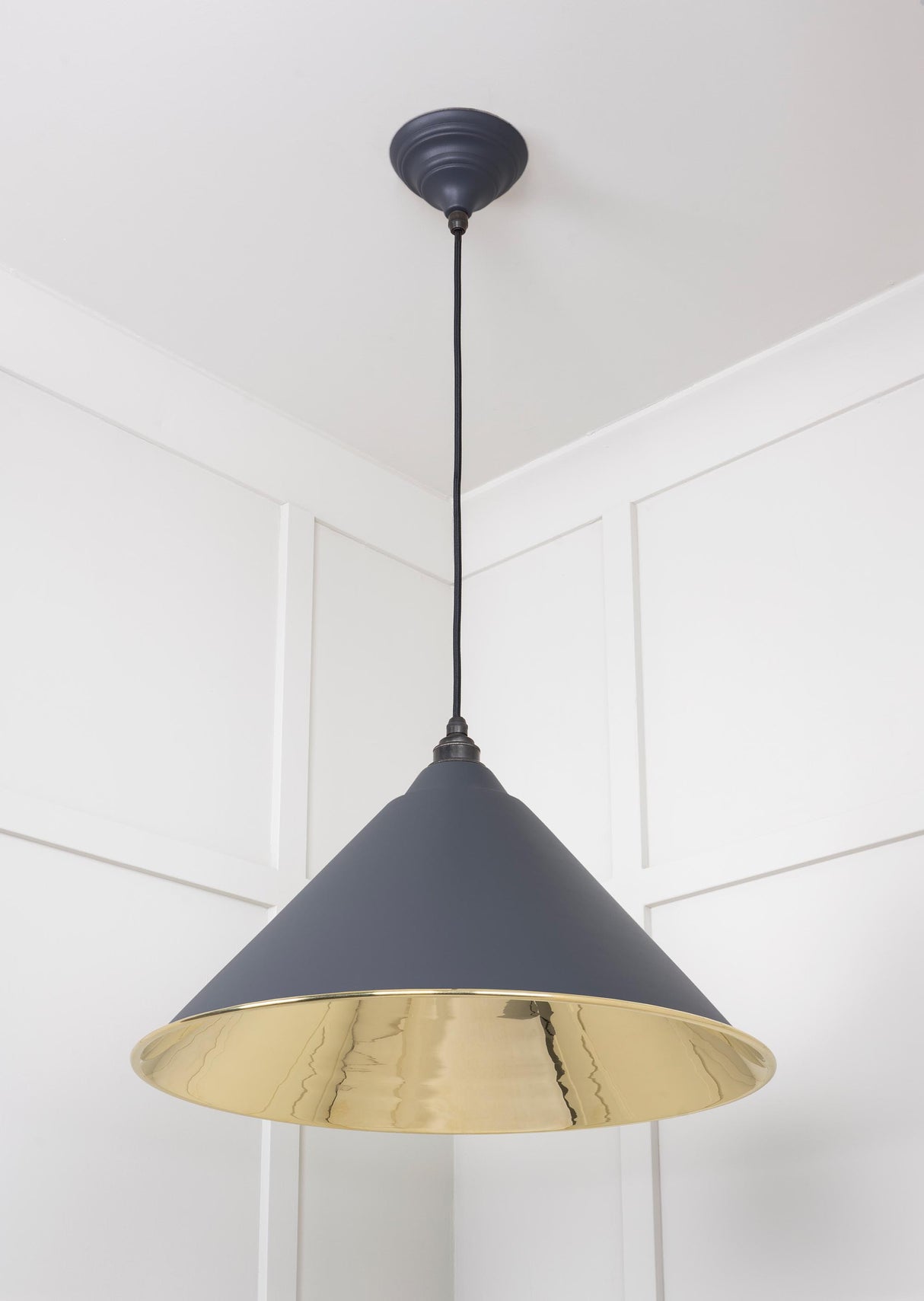 From The Anvil - Smooth Brass Hockley Pendant in Slate | Sku. 49524SL | Trade Door Handles.