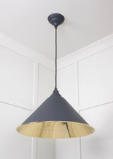 From The Anvil - Smooth Brass Hockley Pendant in Slate | Sku. 49524SL | Trade Door Handles.