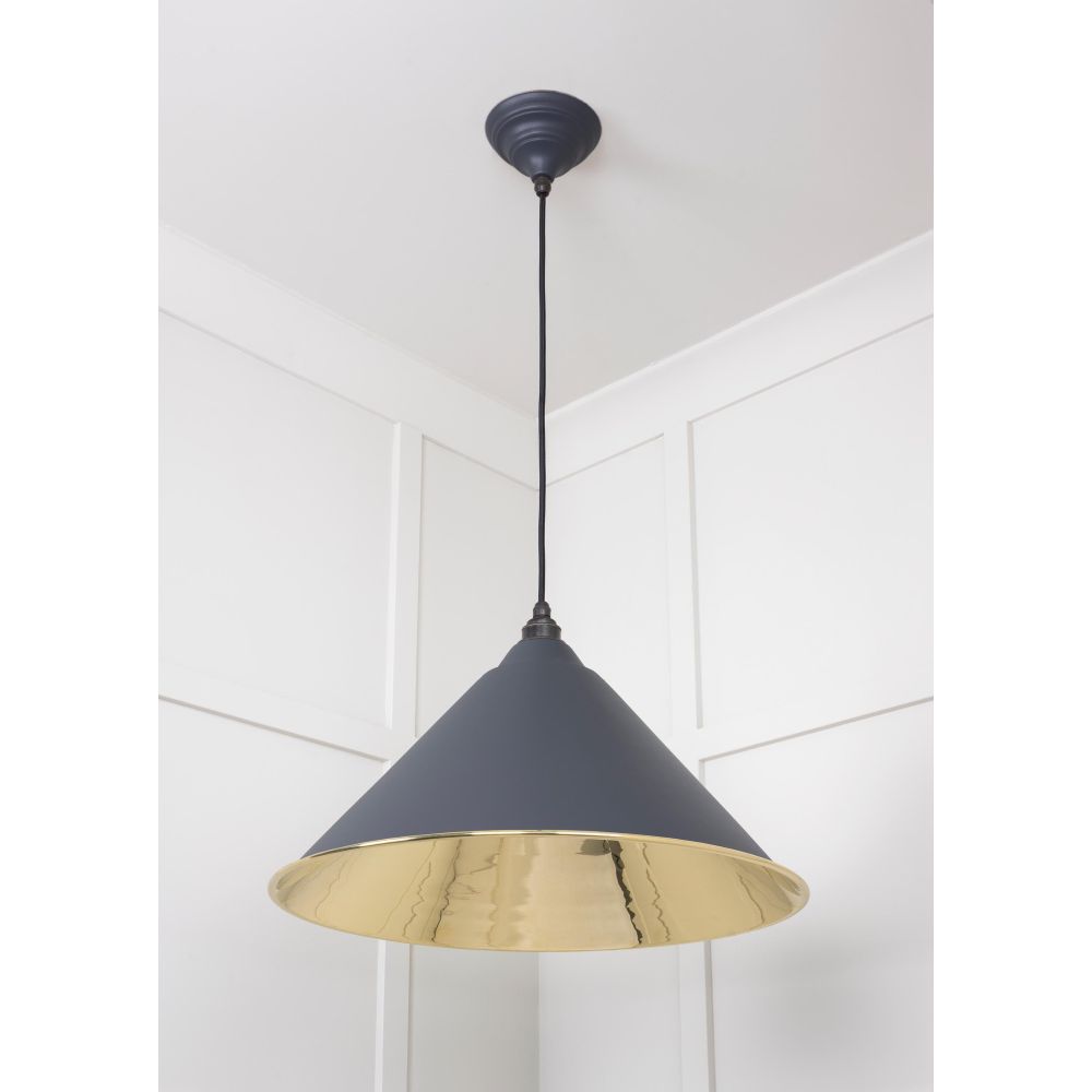 From The Anvil - Smooth Brass Hockley Pendant in Slate | Sku. 49524SL | Trade Door Handles.