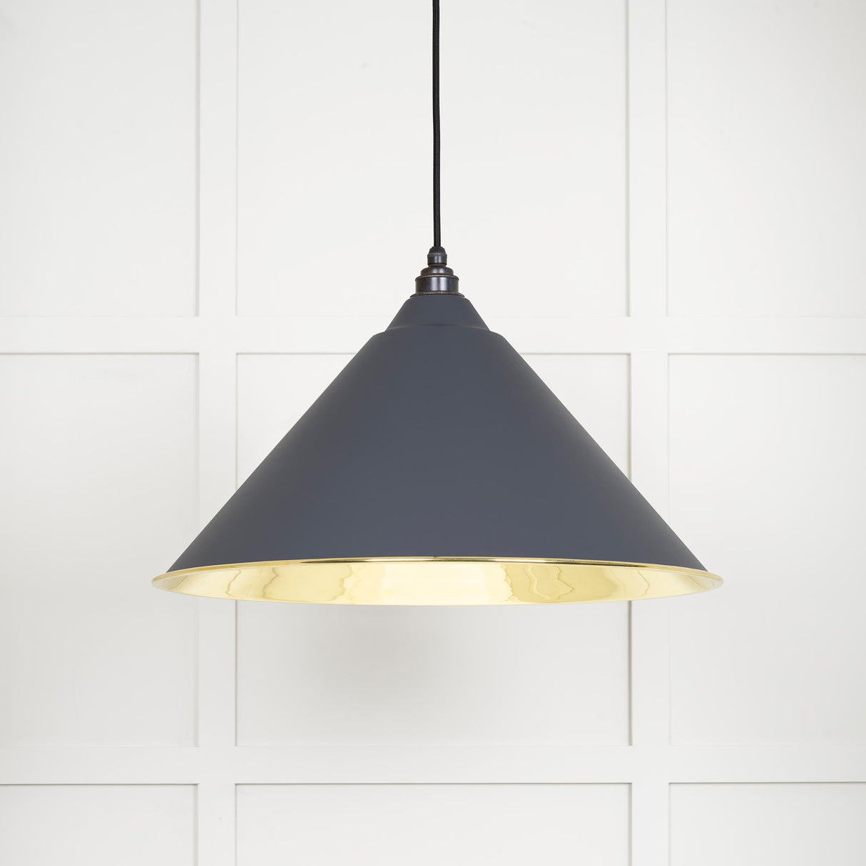 From The Anvil - Smooth Brass Hockley Pendant in Slate | Sku. 49524SL | Trade Door Handles.