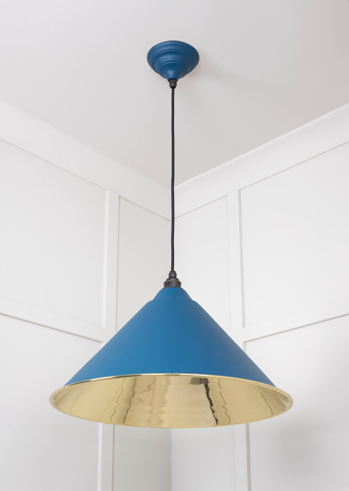 From The Anvil - Smooth Brass Hockley Pendant in Upstream | Sku. 49524U | Trade Door Handles.