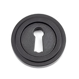 From The Anvil - Matt Black Round Escutcheon (Art Deco) | Sku. 49537 | Trade Door Handles.