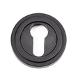 From The Anvil - Matt Black Round Euro Escutcheon (Art Deco) | Sku. 49541 | Trade Door Handles.