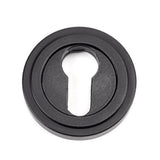 From The Anvil - Matt Black Round Euro Escutcheon (Art Deco) | Sku. 49541 | Trade Door Handles.