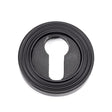 From The Anvil - Matt Black Round Euro Escutcheon (Beehive) | Sku. 49542 | Trade Door Handles.