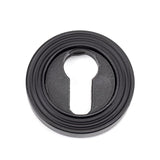 From The Anvil - Matt Black Round Euro Escutcheon (Beehive) | Sku. 49542 | Trade Door Handles.