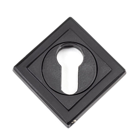 From The Anvil - Matt Black Round Euro Escutcheon (Square) | Sku. 49543 | Trade Door Handles.