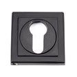 From The Anvil - Matt Black Round Euro Escutcheon (Square) | Sku. 49543 | Trade Door Handles.