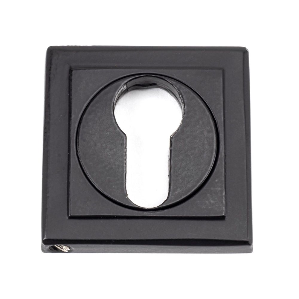From The Anvil - Matt Black Round Euro Escutcheon (Square) | Sku. 49543 | Trade Door Handles.