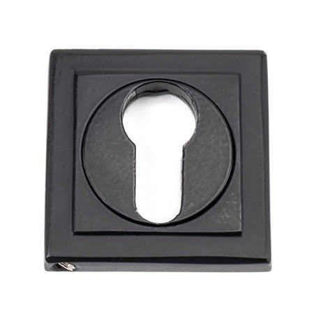 From The Anvil - Matt Black Round Euro Escutcheon (Square) | Sku. 49543 | Trade Door Handles.