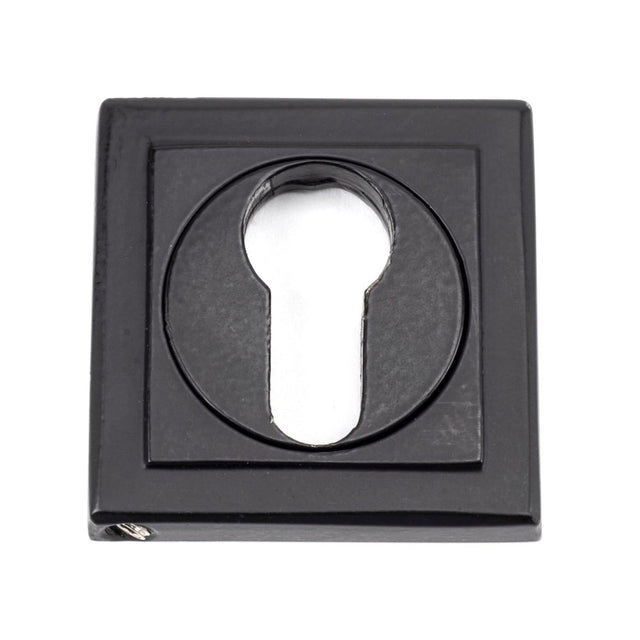 From The Anvil - Matt Black Round Euro Escutcheon (Square) | Sku. 49543 | Trade Door Handles.