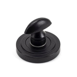 From The Anvil - Matt Black Round Thumbturn Set (Art Deco) | Sku. 49545 | Trade Door Handles.