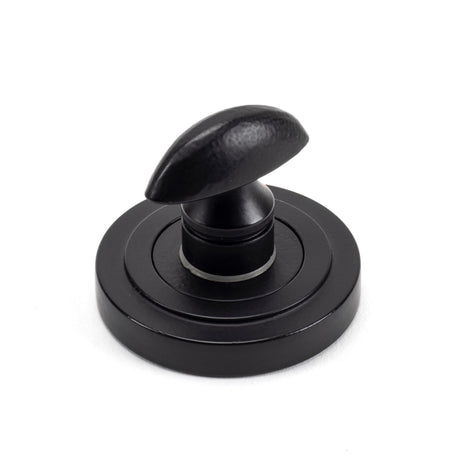 From The Anvil - Matt Black Round Thumbturn Set (Art Deco) | Sku. 49545 | Trade Door Handles.
