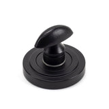 From The Anvil - Matt Black Round Thumbturn Set (Art Deco) | Sku. 49545 | Trade Door Handles.