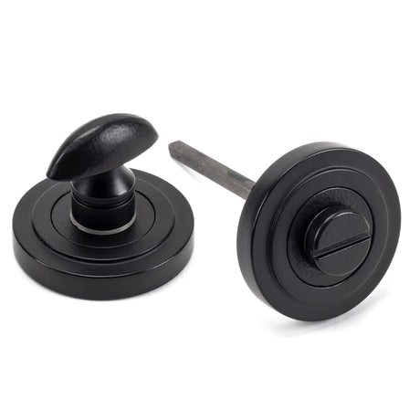 From The Anvil - Matt Black Round Thumbturn Set (Art Deco) | Sku. 49545 | Trade Door Handles.