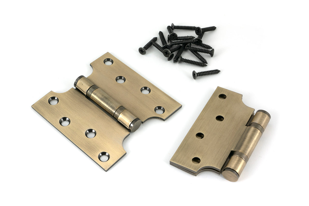 From The Anvil - Aged Brass 4" x 2" x 4" Parliament Hinge (pair) ss | Sku. 49551 | Trade Door Handles.