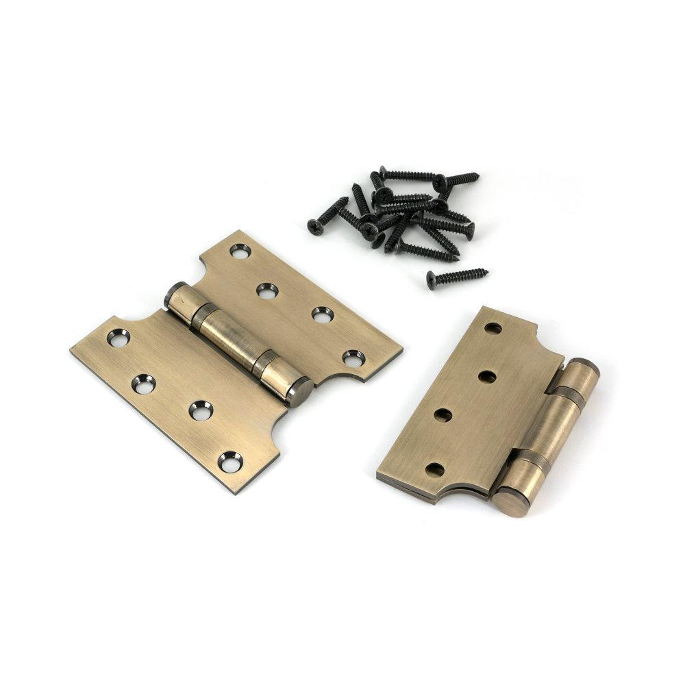 From The Anvil - Aged Brass 4" x 2" x 4" Parliament Hinge (pair) ss | Sku. 49551 | Trade Door Handles.