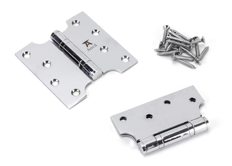 From The Anvil - Polished Chrome 4" x 2" x 4" Parliament Hinge (pair) ss | Sku. 49557 | Trade Door Handles.