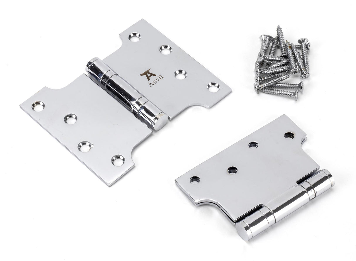 From The Anvil - Polished Chrome 4" x 3" x 5" Parliament Hinge (pair) ss | Sku. 49558 | Trade Door Handles.